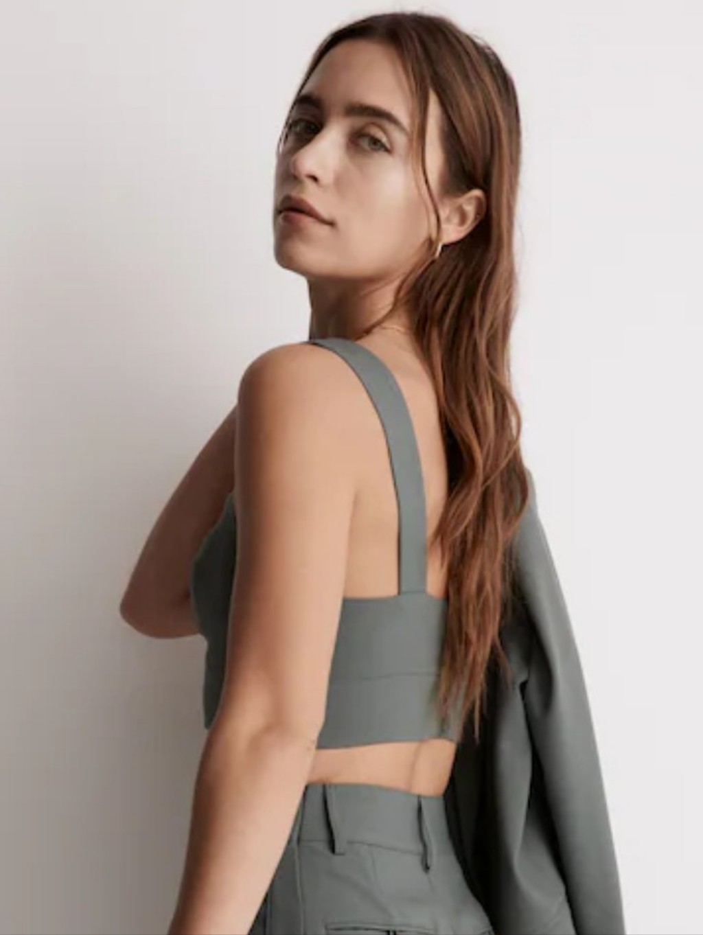 Madewell Olive Bustier Crop Camisole With Wide Straps